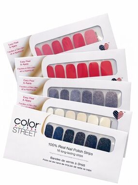 Color Street Nail Strips - Pink, Coral, Lavender, White & Dark Glitter